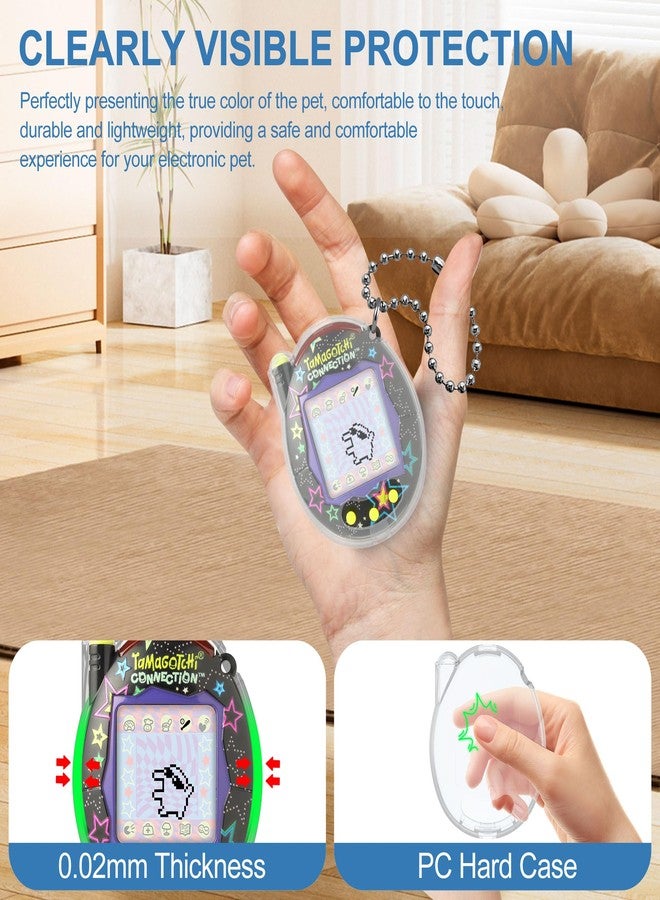 جراب SGHLDE لجهاز Tamagotchi Connection V3، غطاء واقٍ شفاف صلب من البولي كربونات مقاوم للصدمات، حقيبة تخزين محمولة شفافة لملحقات Tamagotchi Connection، شبه شفاف - Image 4